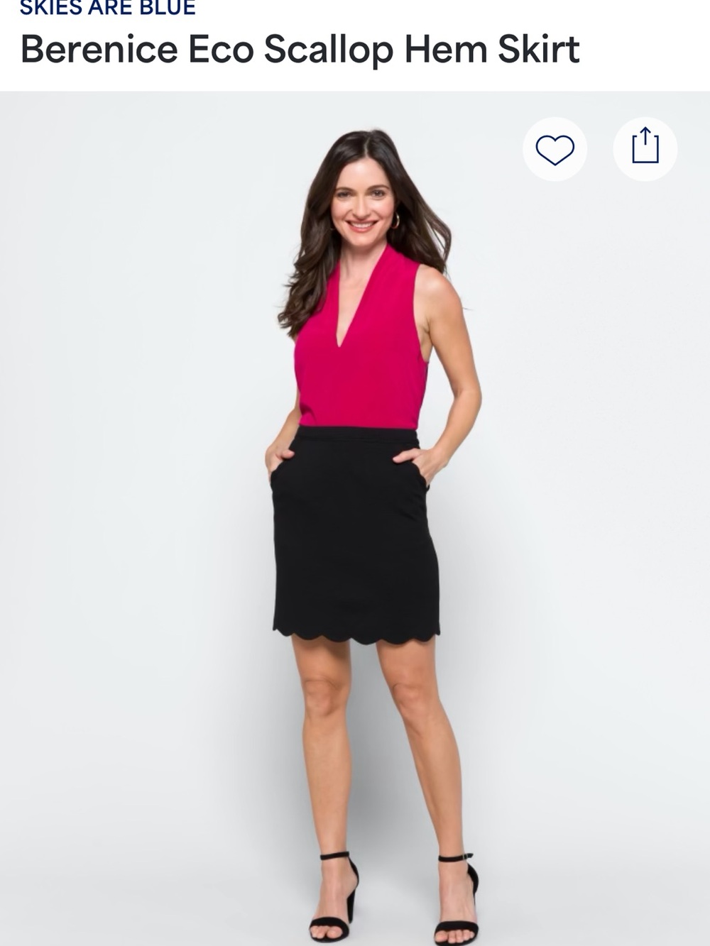 Skies Are Blue Black Scallop Hem Mini Skirt
